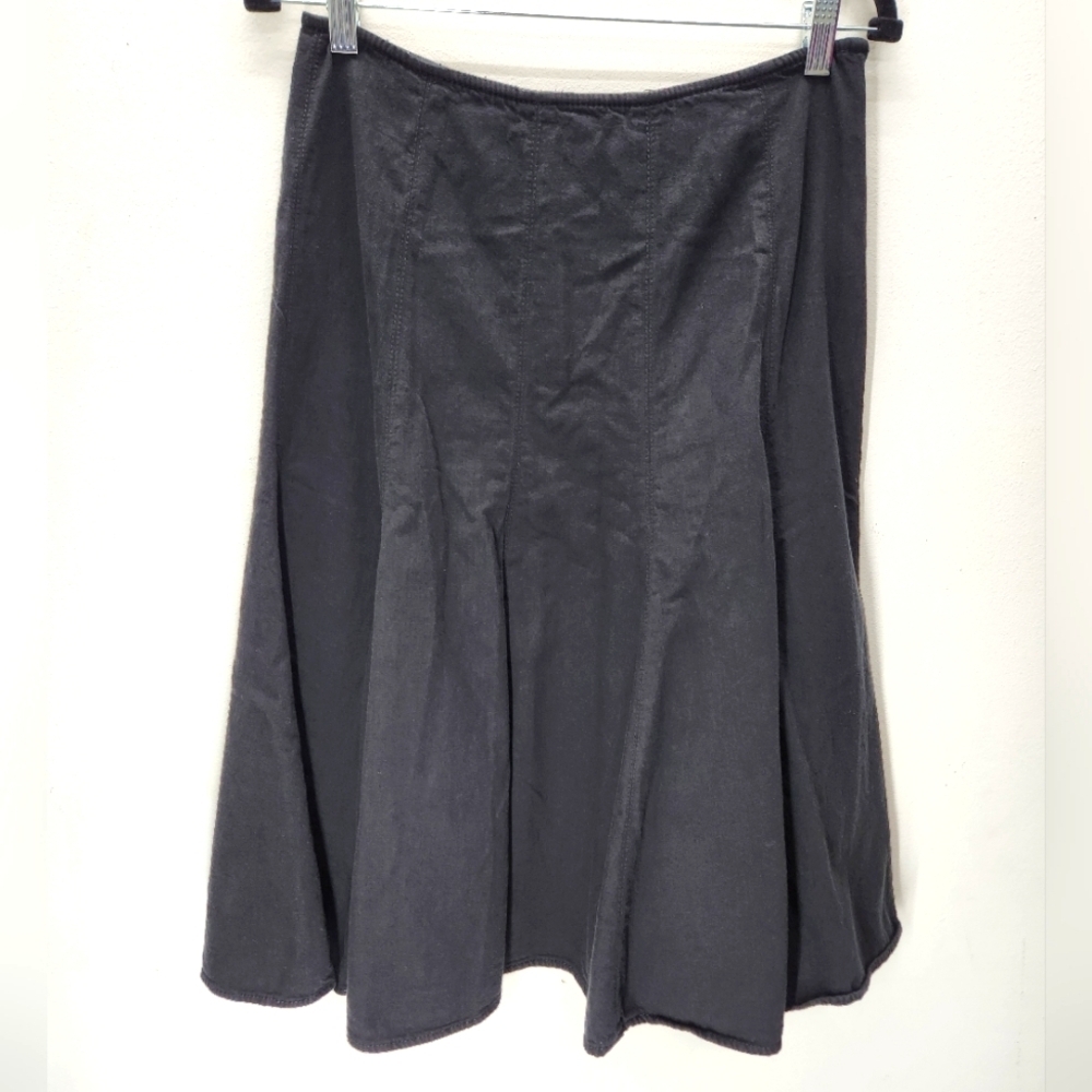 Vintage Lauren Jeans Company Denim Flare Midi Skirt Womens 4 Black Y2K Gothic
